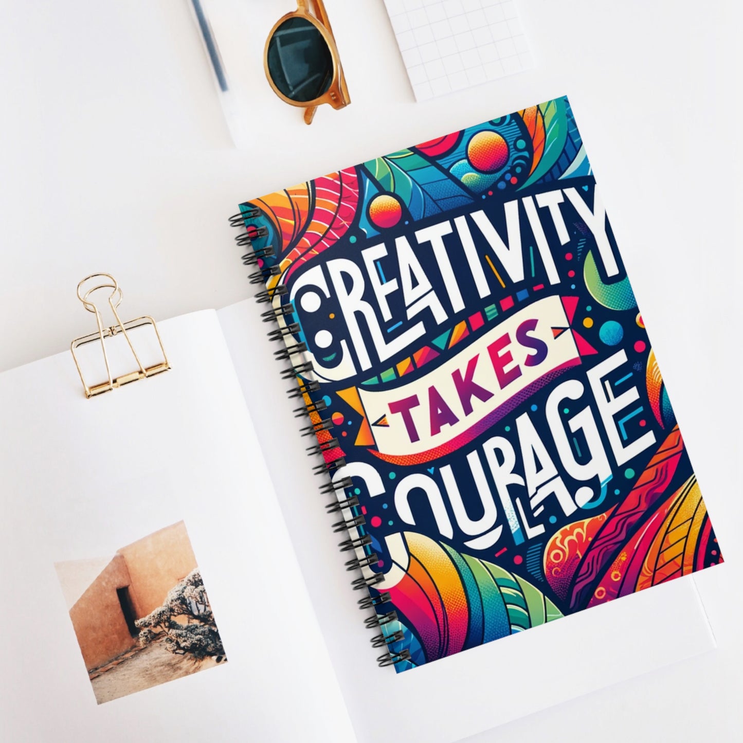 Creativity Takes Courage Notebook | Bold & Legible Typography | Abstract Artistic Cover | 118 Ruled Pages | Creative Journal