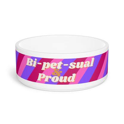 Bi-Pet-Sual and Proud  Humorous and Pun filled Dog Bowl