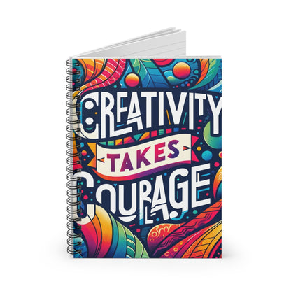 Creativity Takes Courage Notebook | Bold & Legible Typography | Abstract Artistic Cover | 118 Ruled Pages | Creative Journal